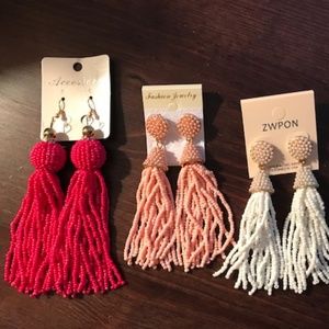 4 Pairs of Beaded Tassel Earrings